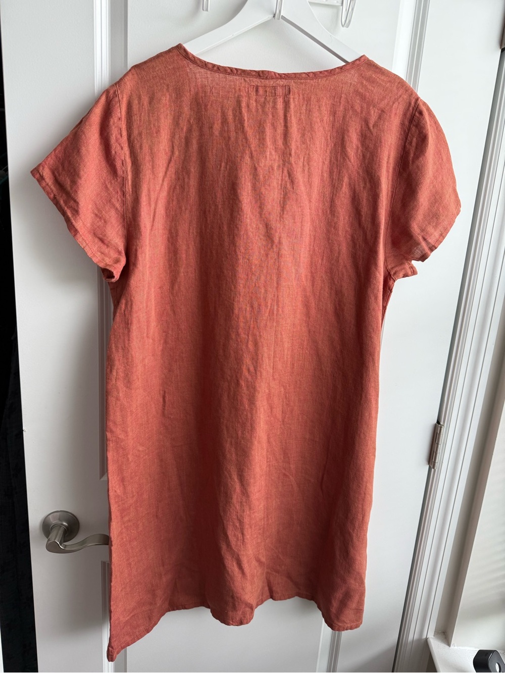 FLAX 100% Linen Short Sleeve Dress Tunic Coastal Lagenlook Medium Bohemian Boho - Picture 6 of 9